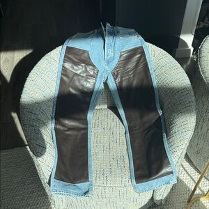 Agolde Ryder Leather and Denim Jeans